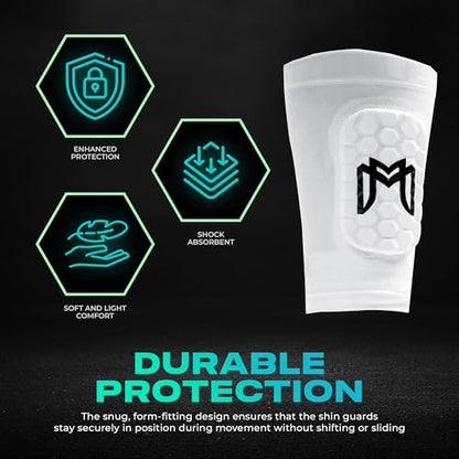 MediCaptain Mini Shin Guards Soccer – Built in Shin Pad Sleeves for Mens, Women, Teens - Small Shin Guards - Lightweight, Breathable Shin Defender Leg Protection - color: White, size: Mini (3.9 x 2.4 in)