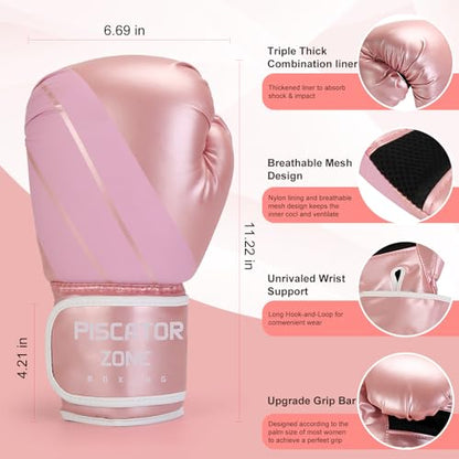 Pro Style Boxing Gloves Punching Bag Gloves for Women, PU Leather Gloves for Training Muay Thai, Sparring, Fighting Kickboxing,Heavy Punching Bag Gloves for Ladies (8oz)
