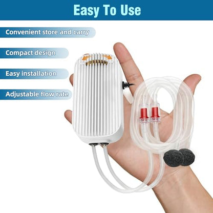 Quiet Aquarium Air Pump 9W Fish Tank Oxygen Aerator Pump with Air Stone Airline Tubing Check Valve Aquarium Bubbler for 160-300 Gallon Fish Tanks - size: 9W