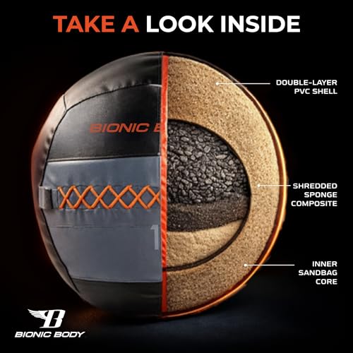 Bionic Body Soft Medicine Ball Weighted Slam Wall Ball for Cardio Workout and Core Training – Ideal for Squat, Lunge, and Partner Toss - style: 14LB
