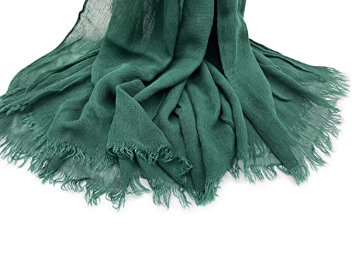 Txameru Hijab Scarf for Women - Muslim Rayon Crinkle With Fringe Edge - color: Dark Blue Gray