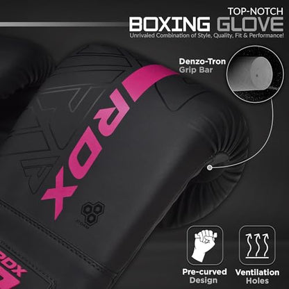 RDX Boxing Pads and Bag Gloves Set, Maya Hide Leather Kara Hook and Jab Training Pads, Curved Focus Mitts for MMA, Muay Thai, Kickboxing Coaching, Martial Arts, Punching Hand Target Strike Shield - color: PINK