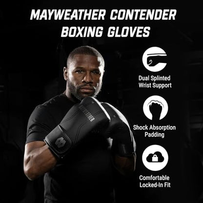 Hayabusa Mayweather Contender Boxing Gloves Kit for Men and Women - color: Black, size: 16oz