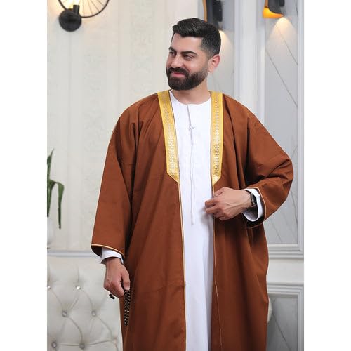 Men's Abaya (Bisht) Long Sleeves | Amazing Men's Islamic Arabian Cloak - color: Coffee