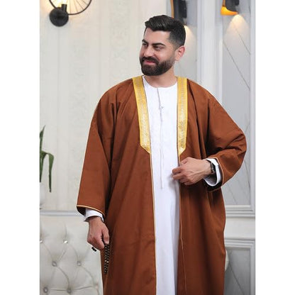 Men's Abaya (Bisht) Long Sleeves | Amazing Men's Islamic Arabian Cloak - color: Coffee