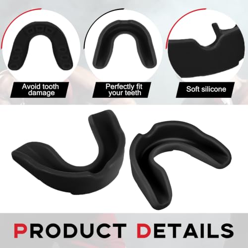 BBTO 20 Pcs Football Mouthguards Bulk - Youth & Adult Mouth Guard No Boil Mouthpiece Adult Youth Soft Mouth Guard for Lacrosse Basketball Hockey Wrestling - color: Black, size: L