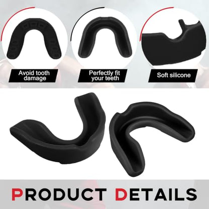 BBTO 20 Pcs Football Mouthguards Bulk - Youth & Adult Mouth Guard No Boil Mouthpiece Adult Youth Soft Mouth Guard for Lacrosse Basketball Hockey Wrestling - color: Black, size: L