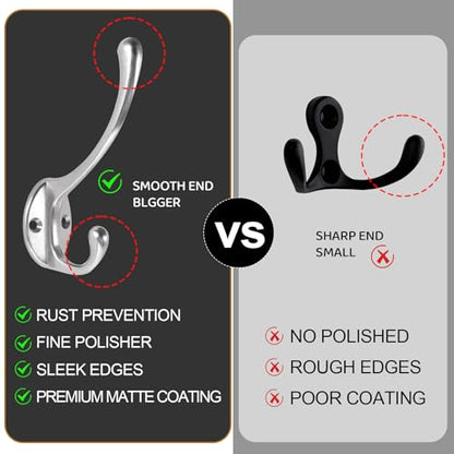 Wall Hooks for Hanging, 25-Pack Heavy Duty Metal Coat Hooks, for Living Room, Bathroom, Kitchen, Bedroom for Towel, Hat, Key, Closet, Bag (Silver) - color: 25pack-Silver