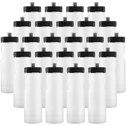 50 Strong | Bulk Water Bottles, 24-Pack, 22 oz, Sports Squeeze, Clear - color: Clear