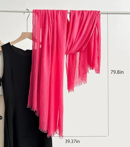 Solid color cotton and linen scarf, wrinkled all season versatile long sunscreen fashionable shawl - color: Deep Plum Red