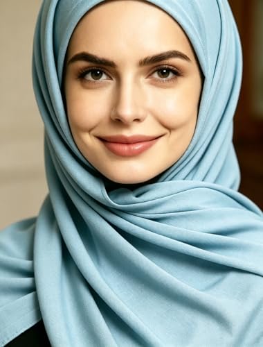Lina & Lily Non-see-through Premium Jersey Maxi Hijab Head Scarf Wrap for Muslim Women - color: Baby Blue