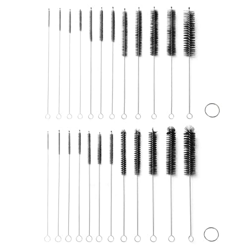 Straw Cleaner Brushes Sets, 24 Pieces Aquarium Filter Brushes, Length 8.26 Inch Stainless Steel Nylon Pipe Brush, Different Width Sizes Water Pipe Brush
