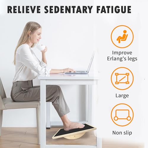 Balance Board Professional Wobble Board for Adults Anti-Slip for Physical Therapy Standing Desk Core Strength Wooden Rocker Board(350LBS) - size: Balance Board
