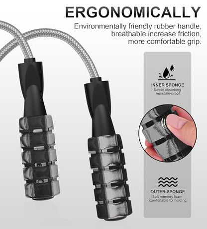 Jump Rope for Women Men, Fitness Jumprope for Women Workout, Adjustable Adult Exercise Skipping Rope - color: Gray