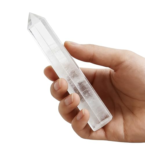 Natural Stone and Crystals Point Wand Reiki Healing Stone Rose Quartz Amethyst Home Decor Mineral Stones Crafts (5.9inch Wand White Smelting Stone) - color: 5.9inch Wand White Smelting Stone