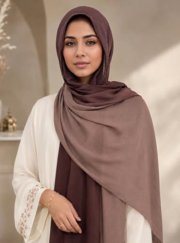 Modal Feel Hijab Scarf for Women, Lightweight Ombre Dual Color - color: 6#brown