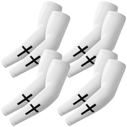 Shyyween 4 Pairs Faith Cross Arm Sleeve for Baseball Football - color: White