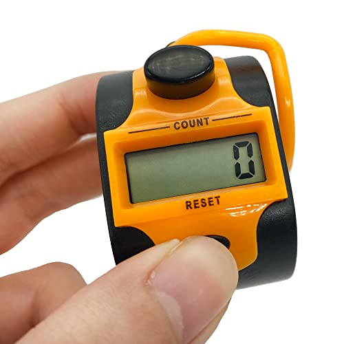 Tally Counter Digital LCD Electronic Handheld 5-Digit Number Count Clicker - color: Yellow
