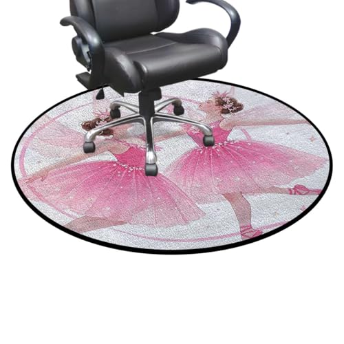 Ballet Dancer Round Gaming & Office Chair Mat, Watercolor Fairytale Scene Anti-Slip Floor Protector for Rolling Chairs, Durable Computer Chair Mat, Pink White Diameter 35.4 in - color: Ballet Dancer_1464, size: Diameter 35.4 in