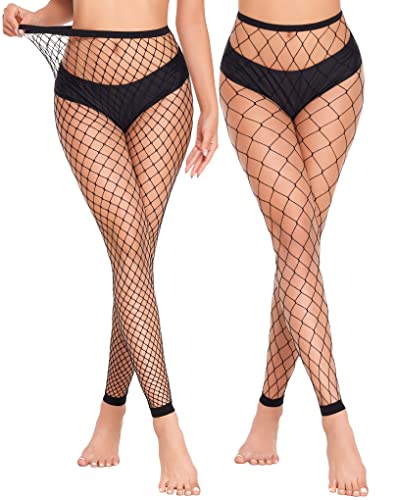 Avidlove Fishnet Stockings for Women Footless High Waist Fishnets Tight | Thigh High Stockings, Open Toe, High Stretch, Comfortable, Gothic Costume, Rave Outfits, for Cosplay, Halloween - color: Black-gp