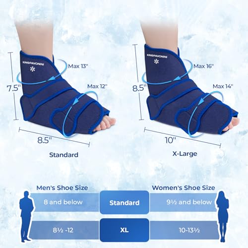 Ankle Foot Ice Pack Wrap, XL, Blue, 1 Wrap + 4 Gel Packs | 30-Min Long-Lasting & Leakproof, Full Coverage for Feet Pain Relief, Hot & Cold Therapy, Insertable Ice Packs, Easy-to-Wear - size: XL, style: Blue (1 Wrap+4 Gel Packs)