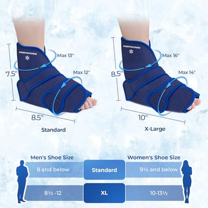 Ankle Foot Ice Pack Wrap, XL, Blue, 1 Wrap + 4 Gel Packs | 30-Min Long-Lasting & Leakproof, Full Coverage for Feet Pain Relief, Hot & Cold Therapy, Insertable Ice Packs, Easy-to-Wear - size: XL, style: Blue (1 Wrap+4 Gel Packs)