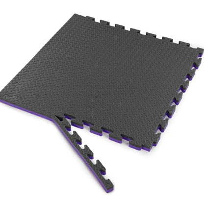 Xspec 1" Extra Thick 48 sq ft Reversible EVA Gym Foam Floor Mat Tiles (24" x 24"), Steel Pattern, 12 pcs, Black/Purple - color: Black/Purple