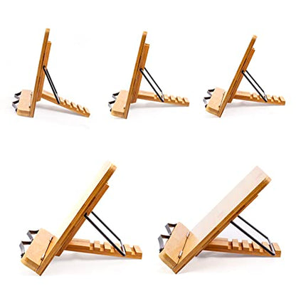 (15.4 x 11 Inch) Large Book Stand for Reading Hands Free,Recipe Cookbook Holder for Kitchen Counter,Textbook Stands for Heavy Thick Books,Bamboo Holders for Bible,Tablet,Law School,Drawing