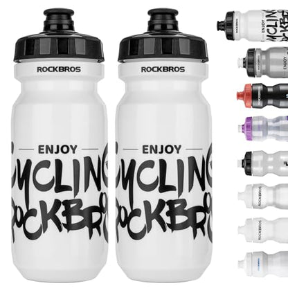 ROCKBROS Bike Water Bottle 20oz-25oz Squeeze Cycling Water Bottle BPA Free Leak Proof Sports Water Bottle with Dust Cover for Bicycle Running Gym Outdoor - color: 20oz White, style: 2 Pack