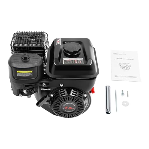 4-Stroke 7.5HP Single Cylinder Gasoline Oil Engine, 212CC Gas Powered Engine with Large Fuel Tank Silencer and Starter Handle, 3600 RPM Portable Engine - size: 7.5HP 212CC BLACK