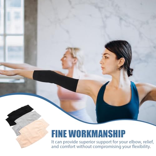 LALAFINA 3 Pairs Elbow Compression Sleeve Scar Covering Incrediwear Elbow Sleeves Comfortable Protective Covers Breathable Guards for Men, Women, 8.85x4.13In
