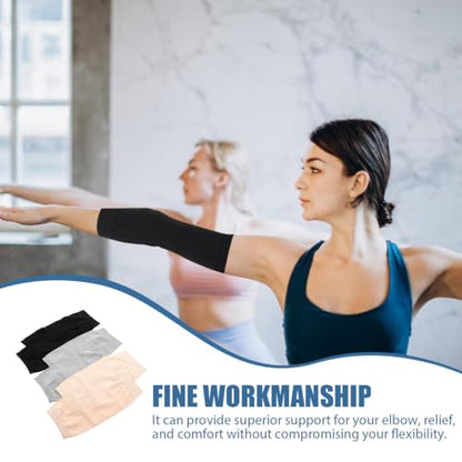 LALAFINA 3 Pairs Elbow Compression Sleeve Scar Covering Incrediwear Elbow Sleeves Comfortable Protective Covers Breathable Guards for Men, Women, 8.85x4.13In
