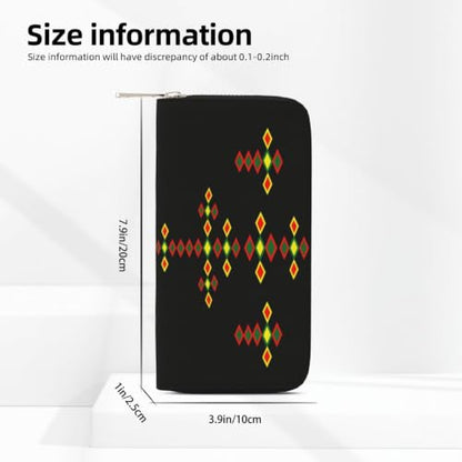 Ethiopian Cross PU Leather Long Wallet for Women Men, Zipper Clutch Wallet RFID Card Holder Organizer - color: Ethiopian Cross4