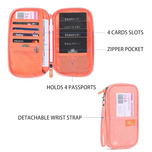 VanFn RFID Travel Passport Wallet, Family Passport Holder, Trip Document Organizer P.Travel Series - color: Pink