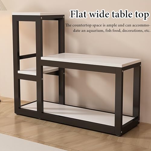 Fish Tank Stand,Heavy-Duty Aquarium Stand with Non-Slip Foot Pads, Scratch & Wear Resistant Terrarium Rack for Secure Fish Tank Placement – Sturdy & Durable Design - color: White+black, size: 100x40x110cm
