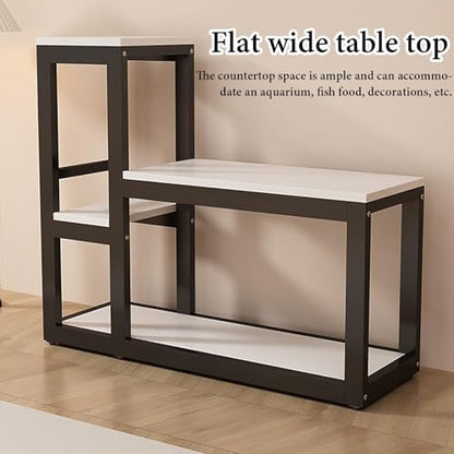 Fish Tank Stand,Heavy-Duty Aquarium Stand with Non-Slip Foot Pads, Scratch & Wear Resistant Terrarium Rack for Secure Fish Tank Placement – Sturdy & Durable Design - color: White+black, size: 100x40x110cm