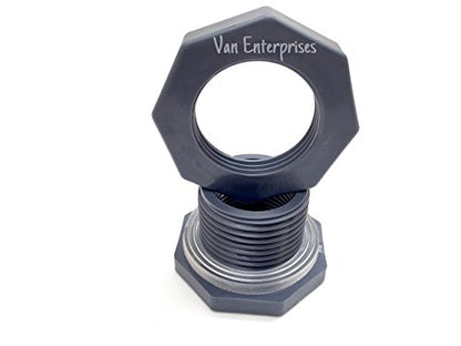 1/2" PRO SERIES PVC Bulkhead Fitting Adapter For Rain Barrels, Aquariums, Water Tanks, Ponds - size: 0.5 Inch