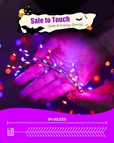 Minetom Fairy Lights Battery Operated, Twinkle String Lights 5ft 60LED - color: Orange & Purple