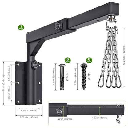 BeneLabel Wall Mount Heavy Bag Hanger, Heavy Duty Punching Bag Stand, Boxing Bag Bracket for Home Gym Indoor Outdoor, 800 LB Capacity - color: 13-17" Height Adjustment with Silver Chains