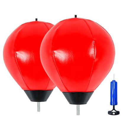 2 Boxing Speed Ball Universal 8mm Screw Replaceable Spare Sandbag with Ball Pump for Dynamic and Enduring Training Sessions（Red）