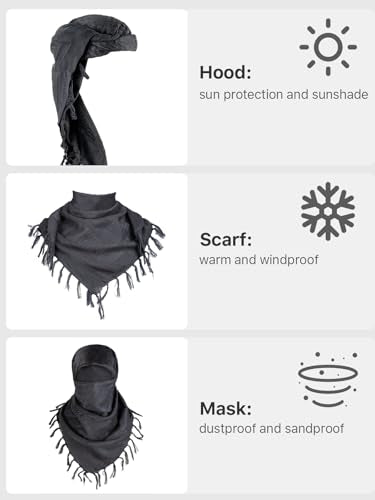 FREE SOLDIER Scarf Military Shemagh Tactical Desert Keffiyeh Head Neck Scarf Arab Wrap with Tassel for Men Women - color: Camo Black