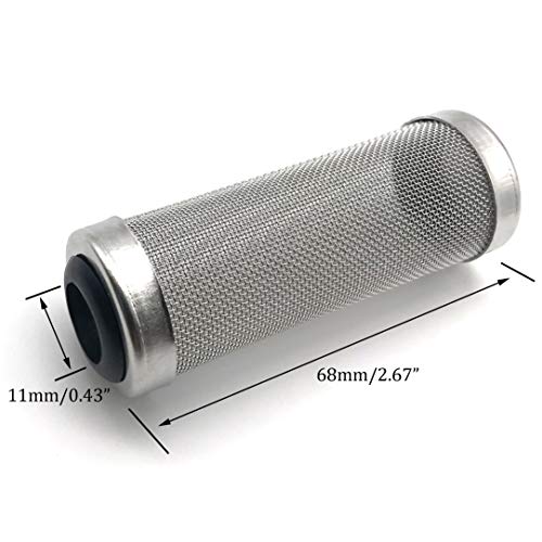 NACX 2Pcs Aquarium Fish/Shrimp Mesh Net Filter Guard，Fish Tank Intake Strainer Pre-Filter Cover Stainless Steel (11mm ID) - size: 11mm