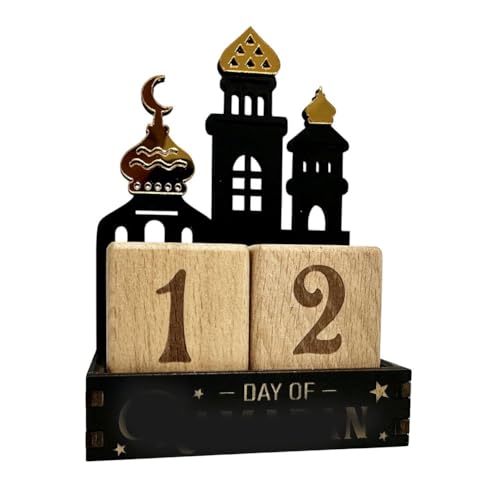 Ramadan Advent Calendar Wooden Block Countdown Calendar, Table Decorations for Home Muslim Islamic Eid Mubarak Decor, Ramadan Gift for Family