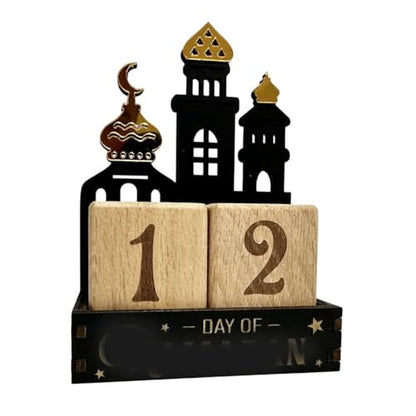 Ramadan Advent Calendar Wooden Block Countdown Calendar, Table Decorations for Home Muslim Islamic Eid Mubarak Decor, Ramadan Gift for Family