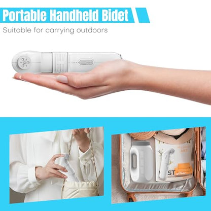Teabelle 휴대용 고압 전기 비데, 2.5L 물병, USB-C 충전식 여행용 비데, 개인 위생 및 베이비 케어를 위한 방수 핸드헬드 스프레이