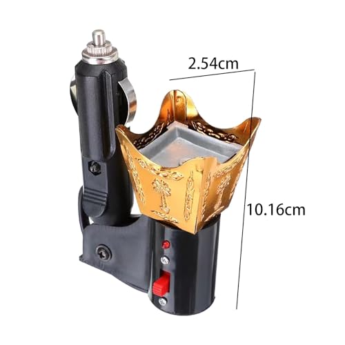 Fenteer Car Electric Incense Burner, Gold Bakhoor Burner with Cigarette Lighter Plug, Middle Eastern Style Air Freshener for Car - color: Gold