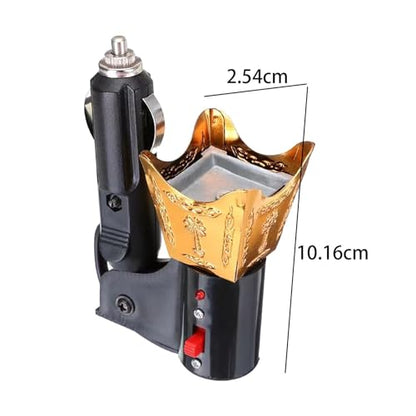 Fenteer Car Electric Incense Burner, Gold Bakhoor Burner with Cigarette Lighter Plug, Middle Eastern Style Air Freshener for Car - color: Gold
