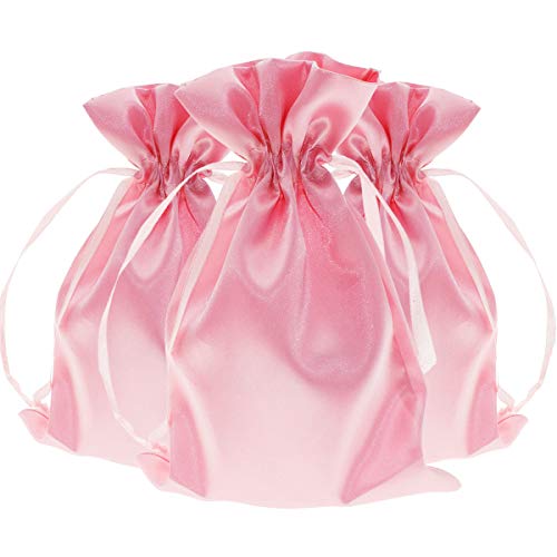 Knitial 50 Pack 4" x 6" Light Pink Satin Gift Bags with Drawstring, Jewelry Pouches, Wedding Favor Bags for Baby Shower Birthday Party Small Business - color: Light PInk - 4 x 6 Inch (Pack of 50)