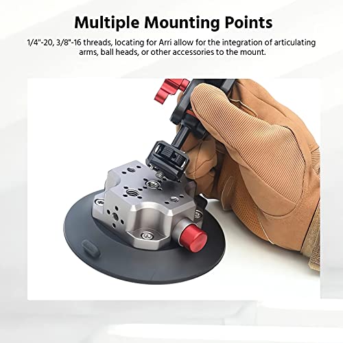 MIMIRACLE Camera Suction Cup Mount 4.5" Heavy Duty Pump Vacuum Mount | Compatible with Action Cameras & DSLR, Heavy Duty Suction Grip for Car, Glass and Smooth Surfaces, 132lb Vertical Hold - color: Titanium