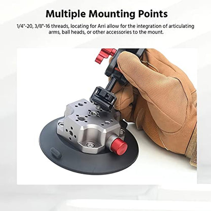 MIMIRACLE Camera Suction Cup Mount 4.5" Heavy Duty Pump Vacuum Mount | Compatible with Action Cameras & DSLR, Heavy Duty Suction Grip for Car, Glass and Smooth Surfaces, 132lb Vertical Hold - color: Titanium